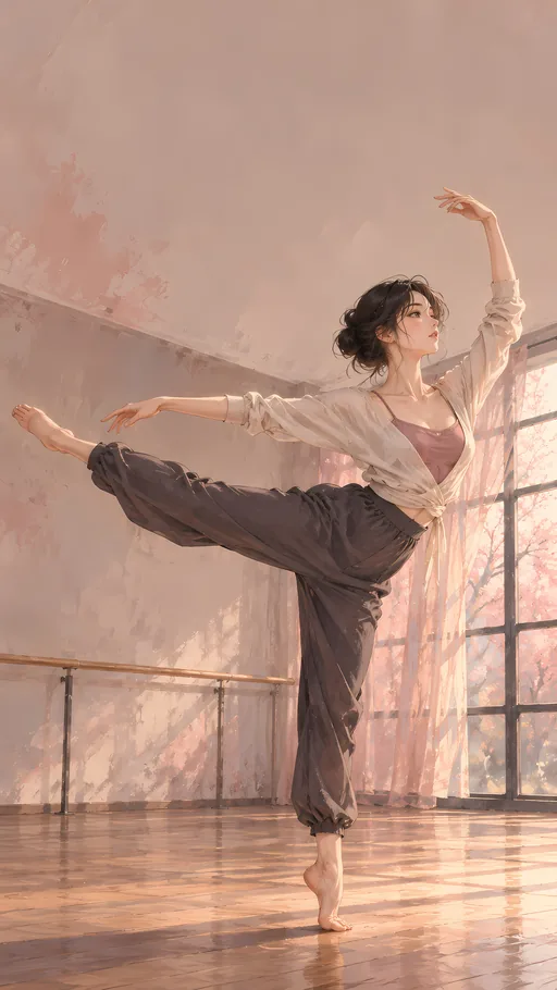 Dancer Balancing on One Foot — Anime wallpaper
