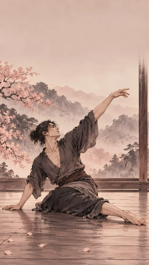 Slow Floor Pose — Anime wallpaper