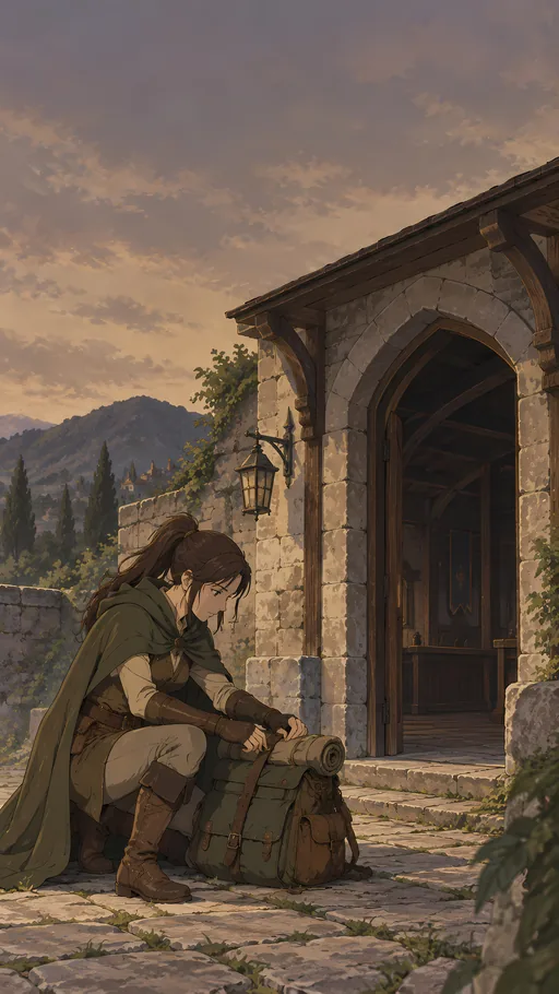 Ranger at the Guild Doorway — Anime wallpaper
