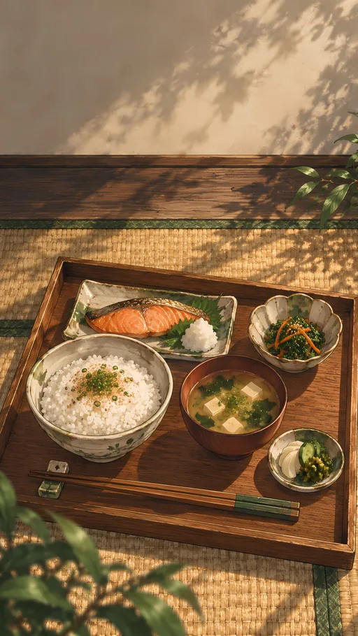 Breakfast Tray on a Woven Mat — Anime wallpaper