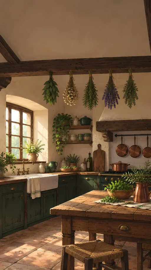 Farmhouse Kitchen with Herbs — Anime wallpaper