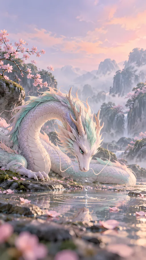 River Dragon and a Raindrop — Anime wallpaper