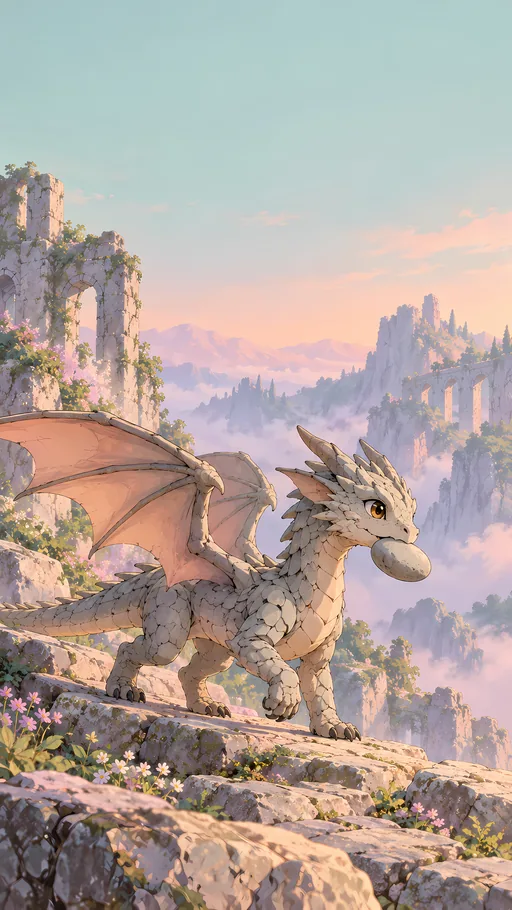 Stone-Scaled Dragon with a Pebble — Anime wallpaper