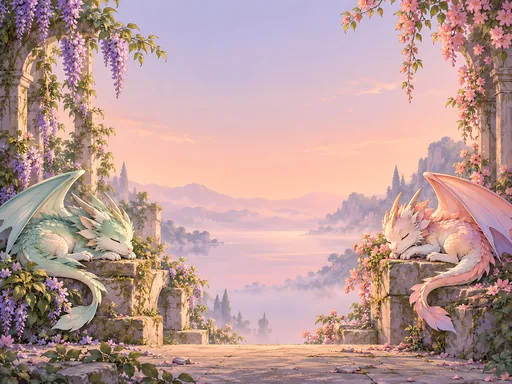 Two Little Dragons on Cushions — Anime wallpaper