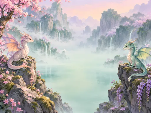 Two Tiny Dragons in the Garden — Anime wallpaper