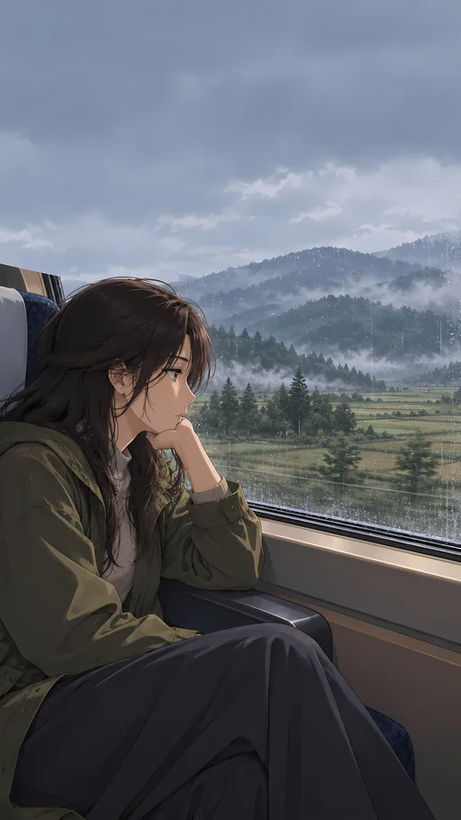 Window Seat in the Drizzle — Anime wallpaper