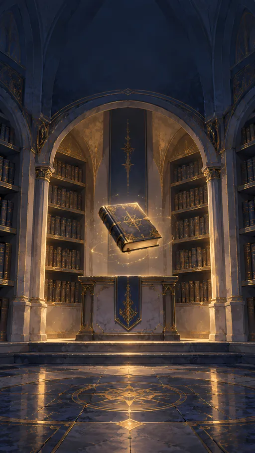 Hovering Book in the Alcove — Anime wallpaper