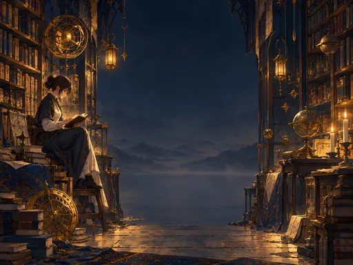 Archive Shelves in Dim Light — Anime wallpaper