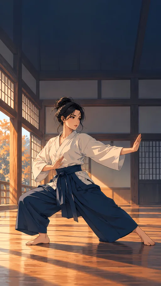 Balanced Stance in the Dojo — Anime wallpaper