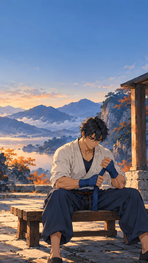 Wrapping Hands Before Training — Anime wallpaper