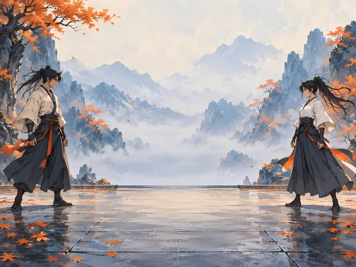 Two Martial Artists on the Mat — Anime wallpaper