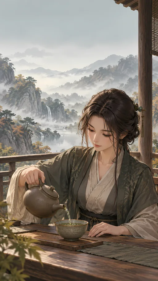 Pouring Mountain Tea — Anime wallpaper