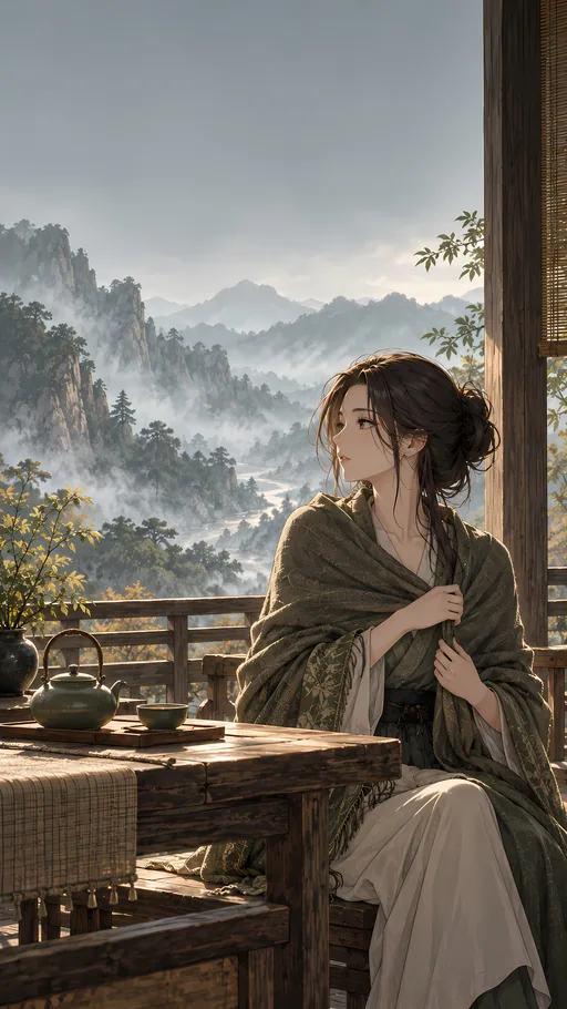 Shawl in the Tea Room — Anime wallpaper