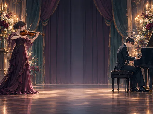 Violinist and Pianist — Anime wallpaper