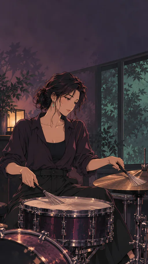 Percussionist with Drum Brushes — Anime wallpaper