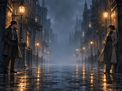Two Detectives on the Wet Street — Anime wallpaper