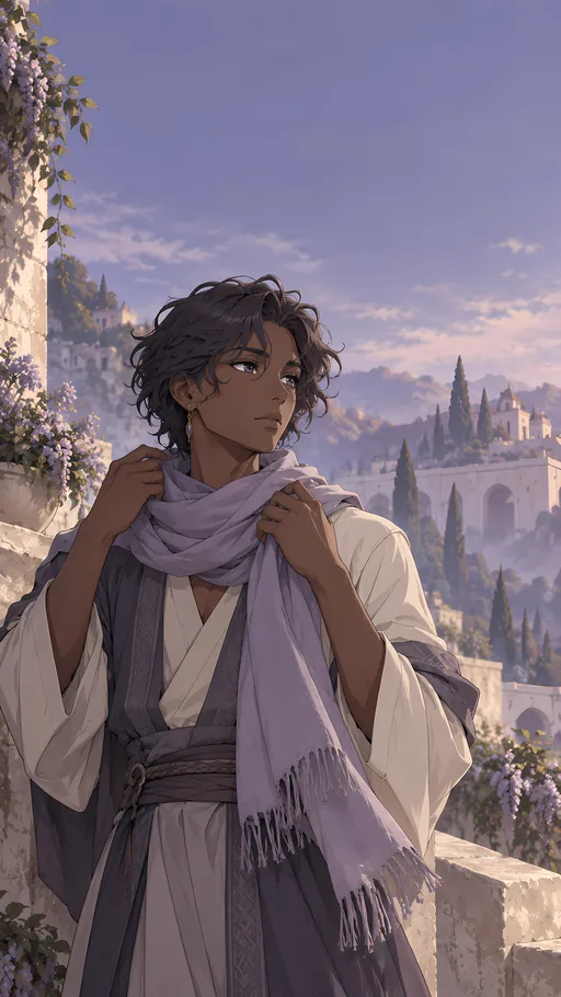 Adjusting a Plain Scarf — Anime wallpaper