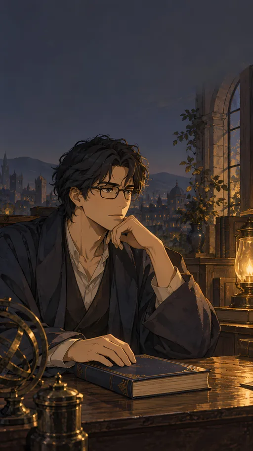 Square Glasses and a Closed Book — Anime wallpaper