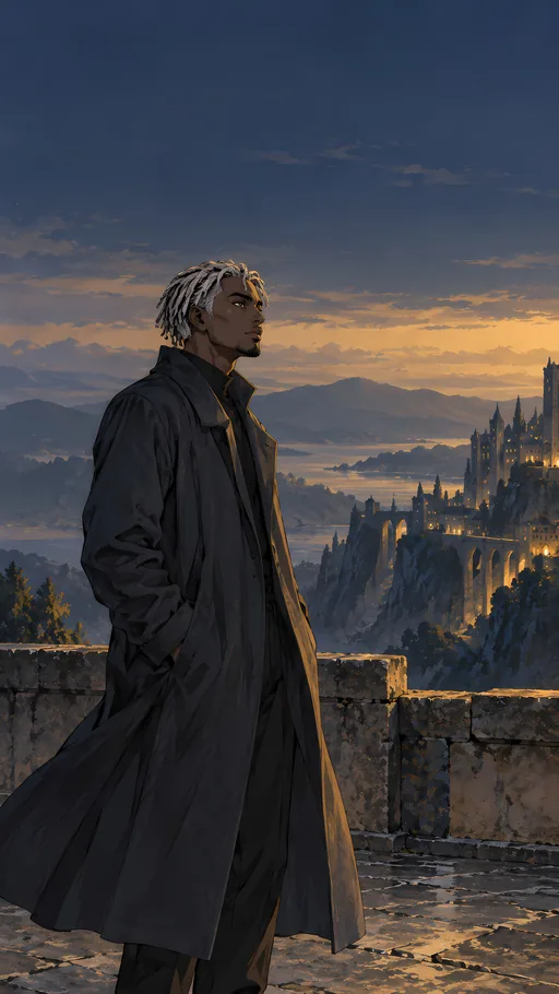 Silver Twists and a Long Coat — Anime wallpaper
