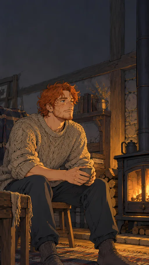 Ginger Curls in a Knitted Sweater — Anime wallpaper