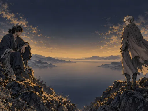 Two Men, One Quiet Gradient — Anime wallpaper
