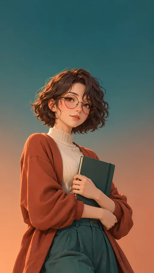 Curly Bob and a Sketchbook — Anime wallpaper