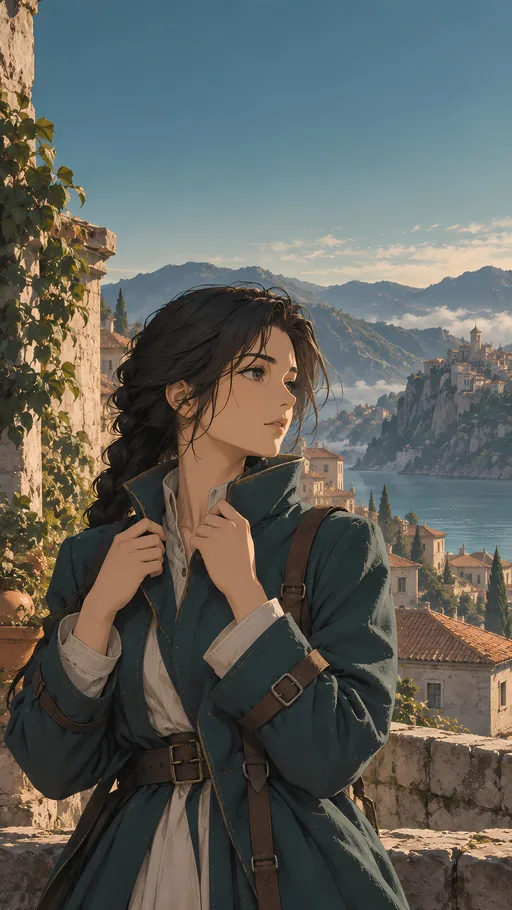 Braided Hair and a Coat Collar — Anime wallpaper
