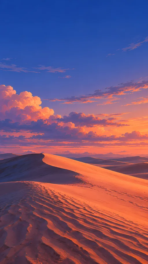 Dune Curve Beneath Layered Clouds — Anime wallpaper