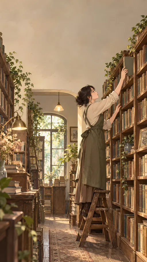 Bookseller on the Ladder — Anime wallpaper