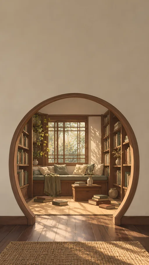 Reading Alcove Through the Arch — Anime wallpaper