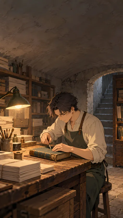 Bookbinder at the Basement Bench — Anime wallpaper