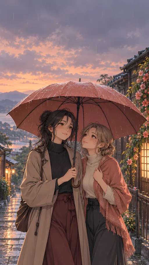 Two Under One Umbrella — Anime wallpaper