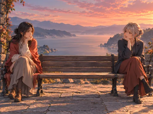 Friends at Each End of the Bench — Anime wallpaper