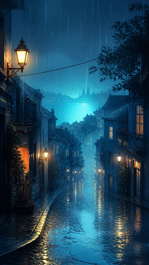 Sophisticated 2D Animated Rain Scene — Anime wallpaper