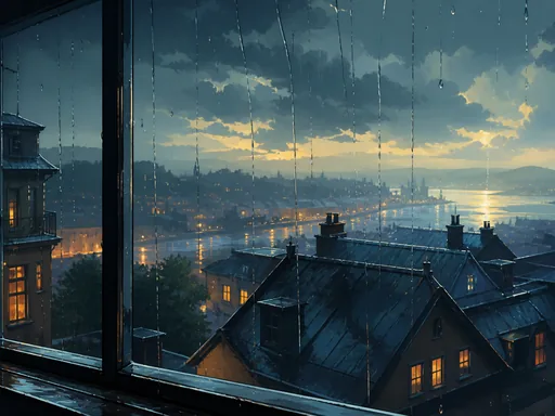 Sophisticated 2D Animated Rain Scene — Anime wallpaper