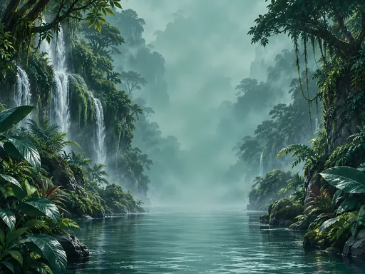 Rainforest in Green Vapor — Anime wallpaper
