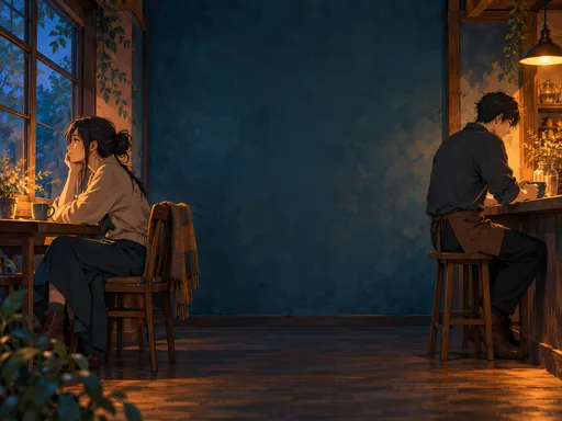 Two Strangers in a Harbor Cafe — Anime wallpaper