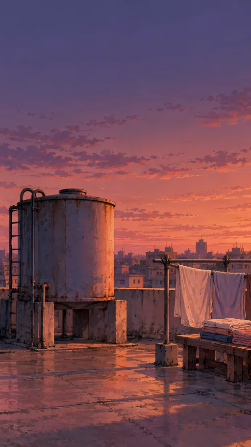 Water Tank and Laundry — Anime wallpaper