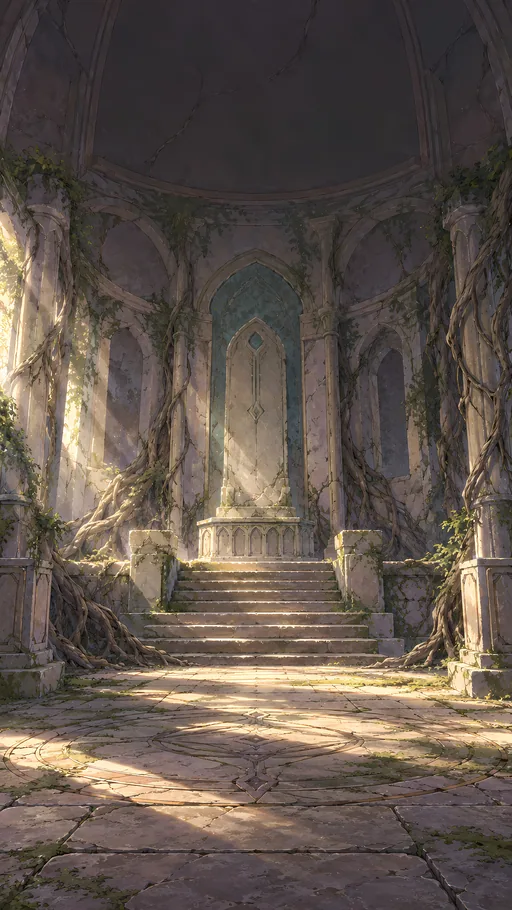 Stone Shrine with Roots — Anime wallpaper