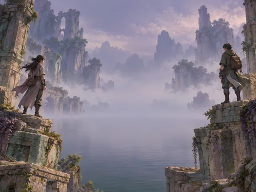 Two Explorers at the Temple — Anime wallpaper