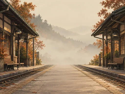 Country Station in the Haze — Anime wallpaper