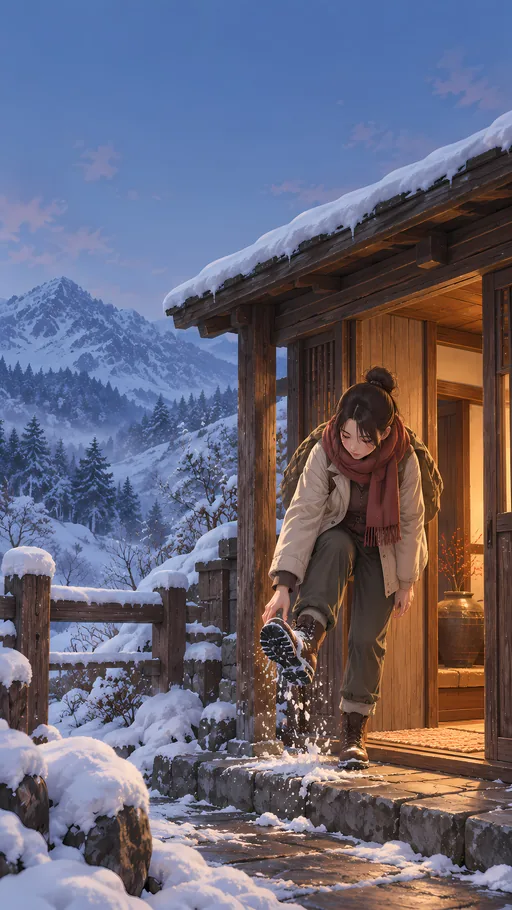 Shaking Snow from Boots — Anime wallpaper