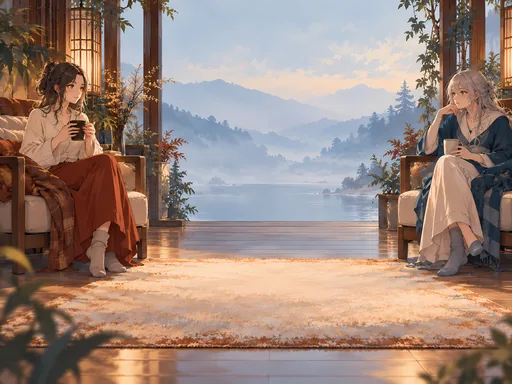 Two Guests by the Fire — Anime wallpaper
