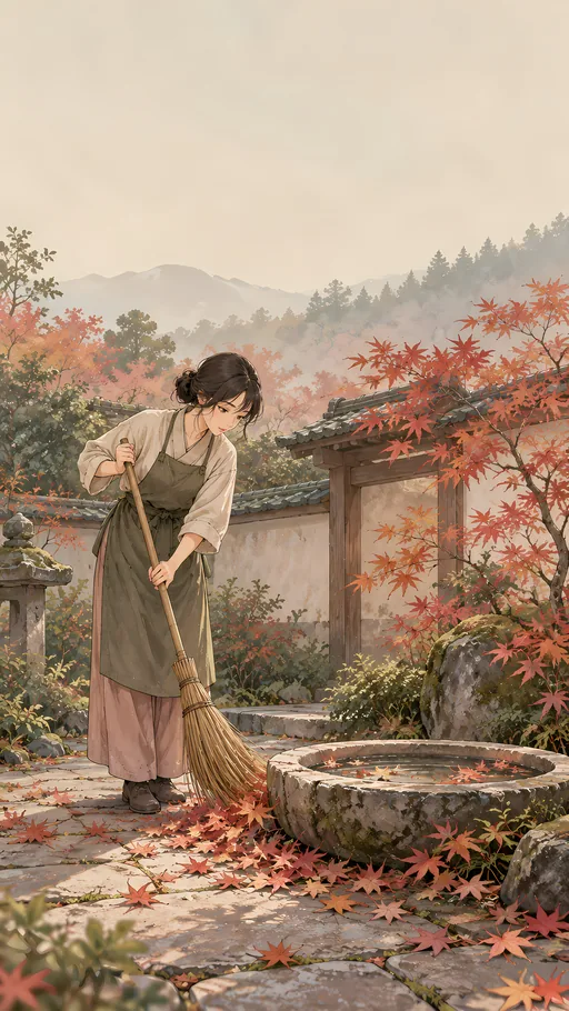 Sweeping Around the Stone Basin — Anime wallpaper