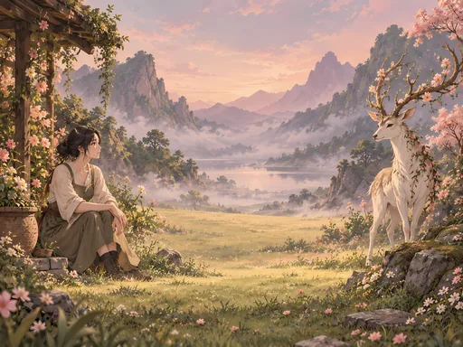 Gardener and the Deer Spirit — Anime wallpaper