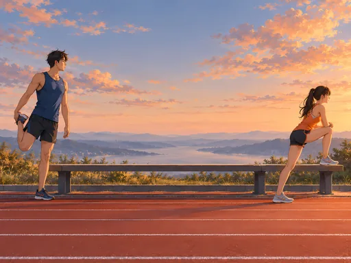 Runners Stretching at the Track — Anime wallpaper
