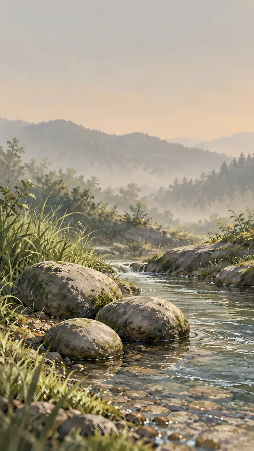 Three Stones by the Stream — Anime wallpaper