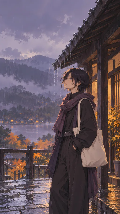Canvas Tote Under the Rain Shelter — Anime wallpaper