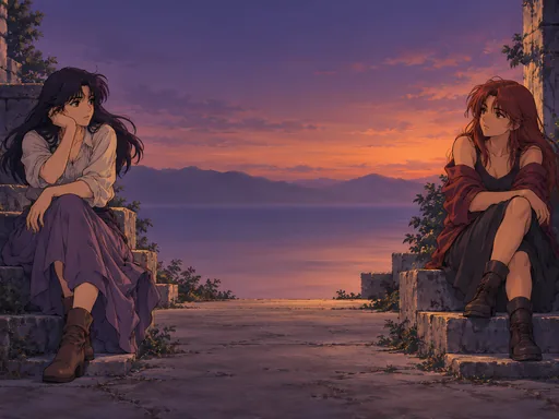 Streetwear Duo on the Steps — Anime wallpaper