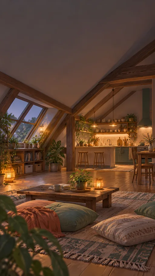 Attic Apartment at Dusk — Anime wallpaper